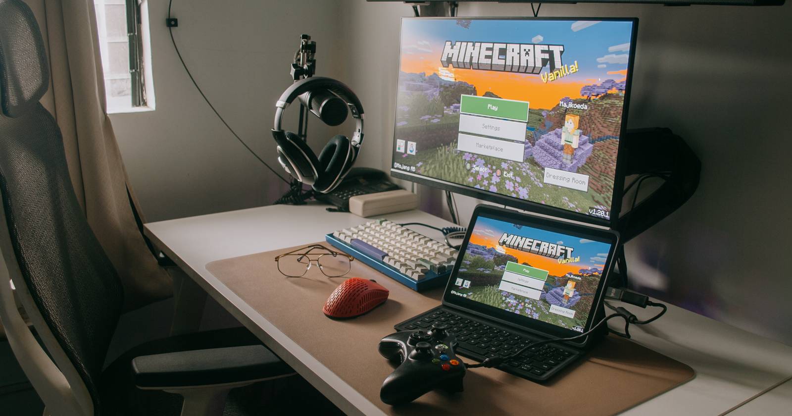 PC streaming Minecraft to tablet with Steam Link