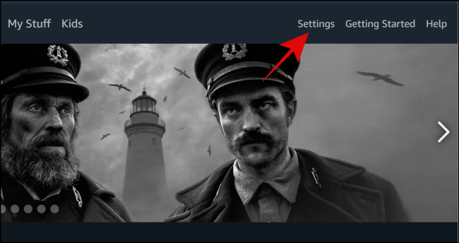 Меню настроек Prime Video