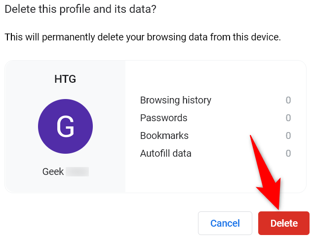 Подтвердите действие, нажав кнопку Удалить