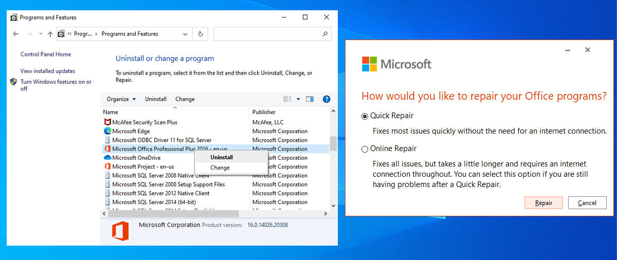 Microsoft Office в диспетчере задач