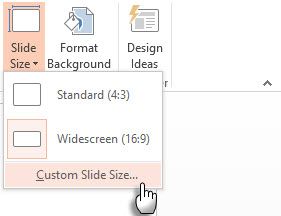 Установка размера слайда
