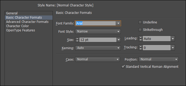 Диалог Basic Character Formats для выбора шрифта и атрибутов
