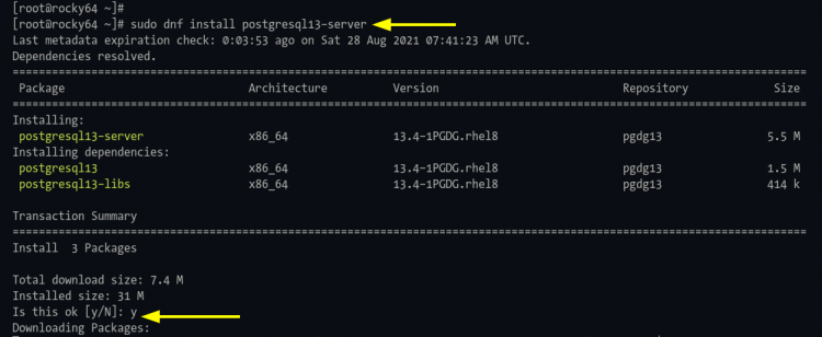 Установка PostgreSQL 13 через DNF