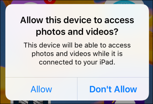 Запрос на разрешение доступа к фото и видео на iPhone