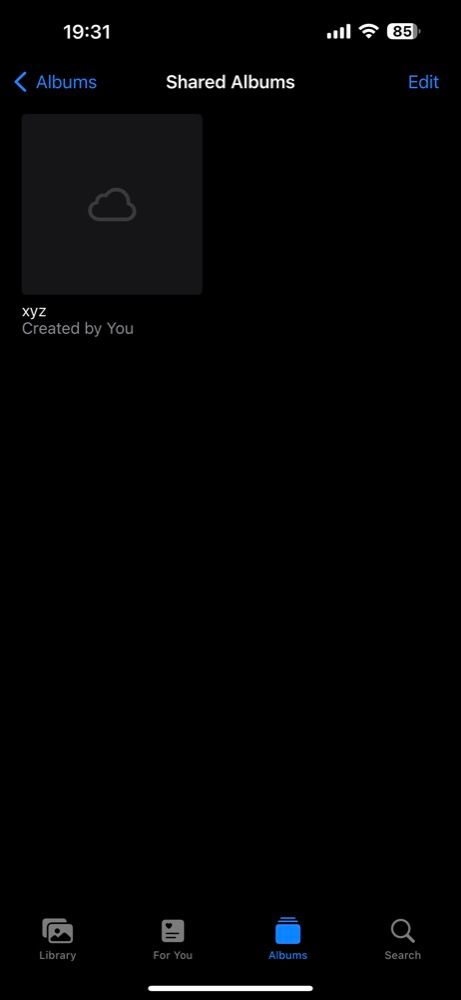 Открытый общий альбом на iPhone