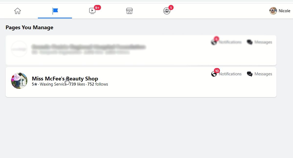 Выбор страницы для открытия и управления закреплённым постом