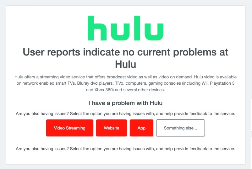 Мониторинг состояния службы Hulu