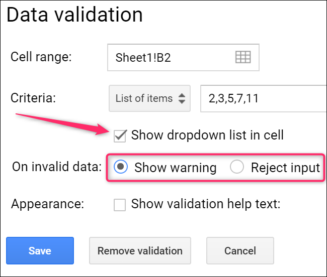 Настройки поведения при неверном вводе