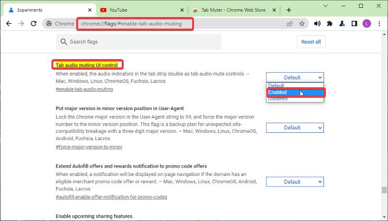 включить заглушение вкладки в chrome