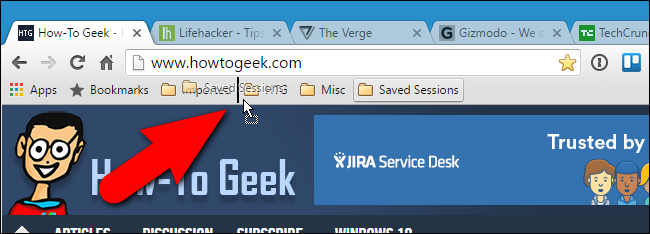 Перетаскивание папки с сессиями по панели закладок