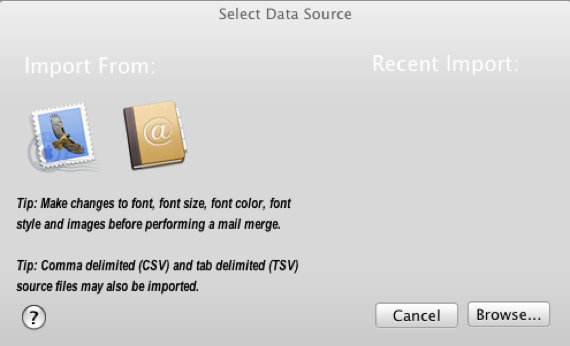 Настройки слияния почты и импорт CSV в DesignPro