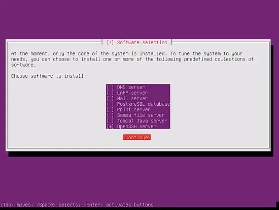 Выбор базовых пакетов: OpenSSH