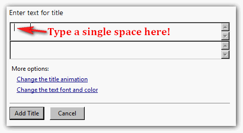 Выбор анимации и введение пробела в поле текста для использования логотипа