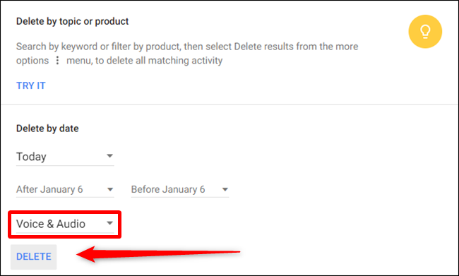 Окно выбора диапазона и категории для удаления