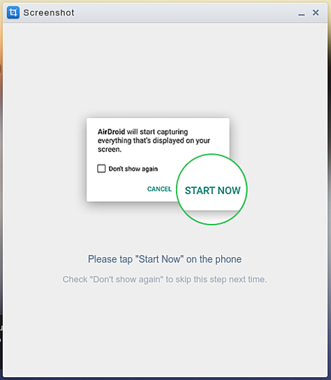 Снимок экрана телефона из веб-интерфейса AirDroid