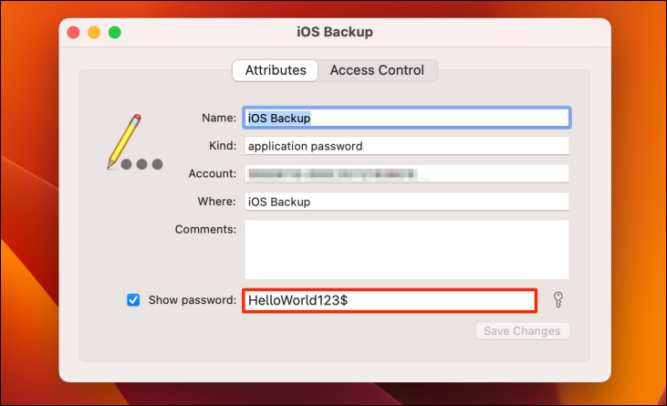 Пароль резервной копии iPhone отображается в Keychain Access