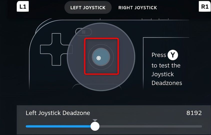 Testing Steam Deck left joystick in Game Mode.