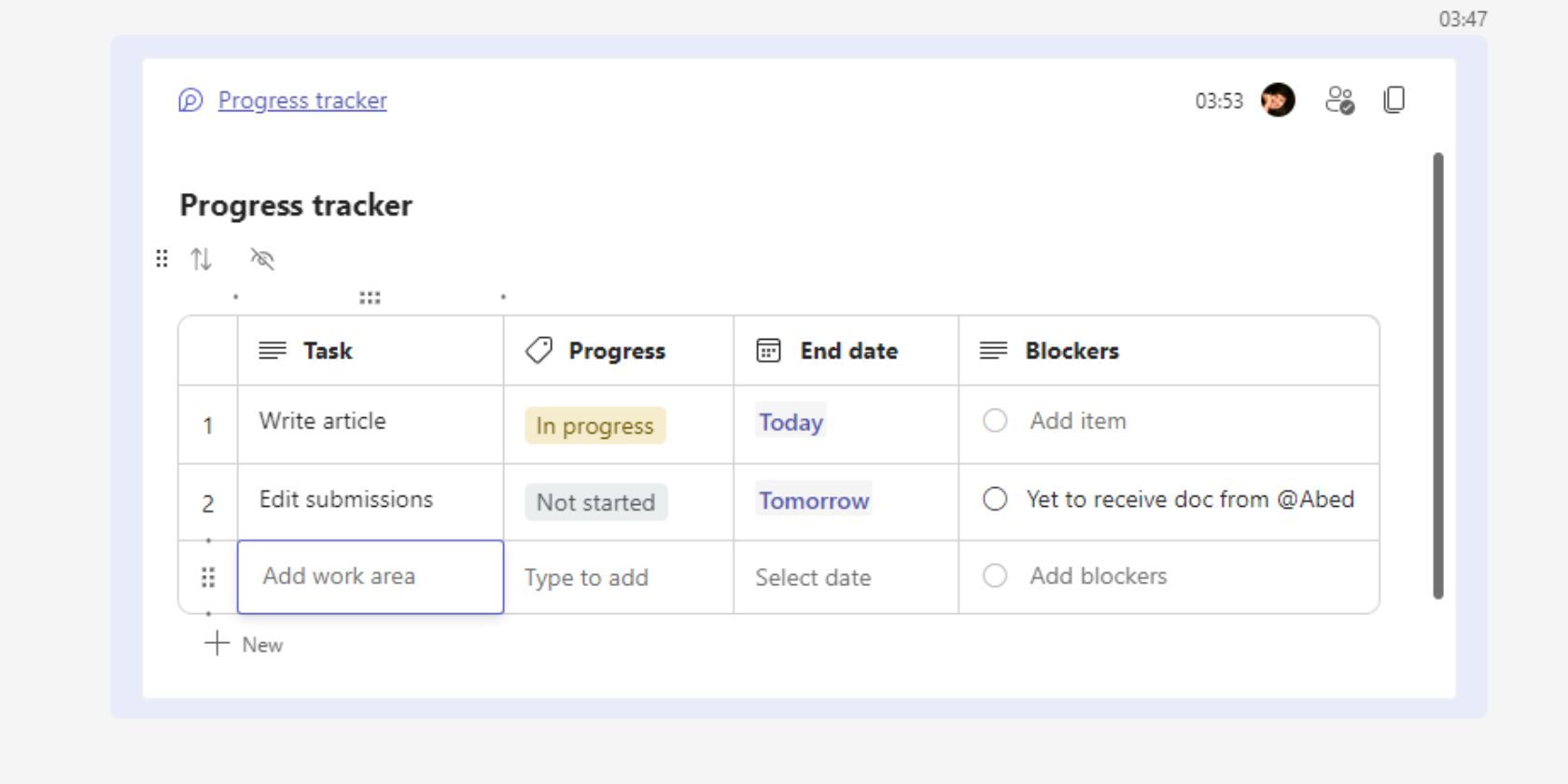 Скриншот Microsoft Teams: inline‑редактирование Loop-компонента внутри сообщения