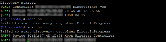 Список найденных Bluetooth-устройств