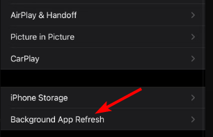 Настройки 'Обновление контента' на iPhone