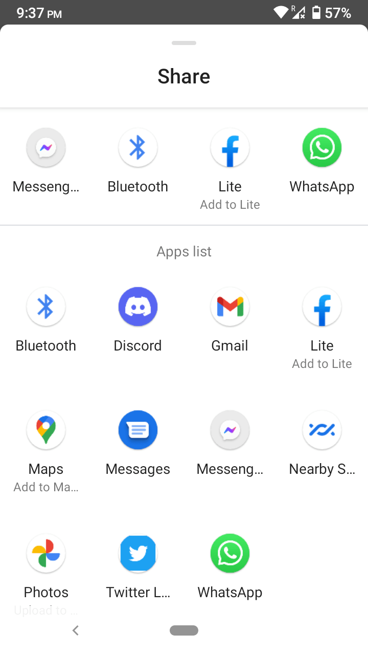 Нажмите иконку Bluetooth для отправки