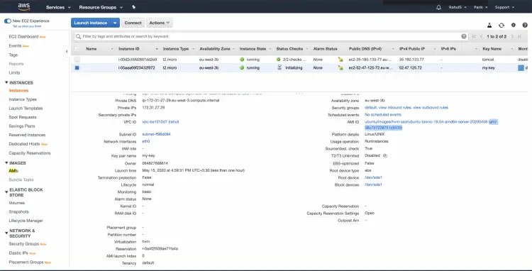 Скриншот созданного VM в AWS через Boto3