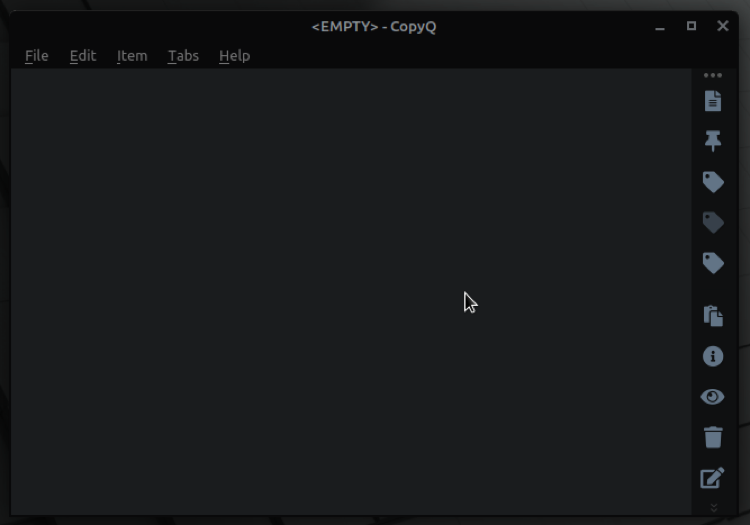 Главное окно CopyQ с историей клипов