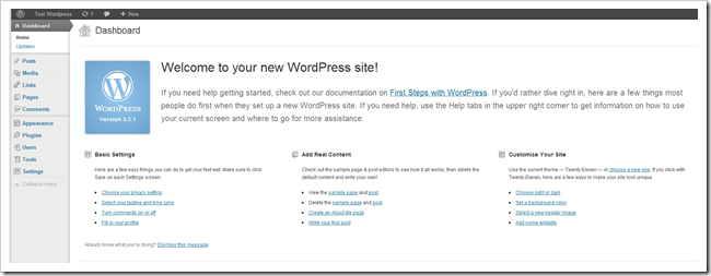 Панель инструментов WordPress: дашборд с виджетами и статусом