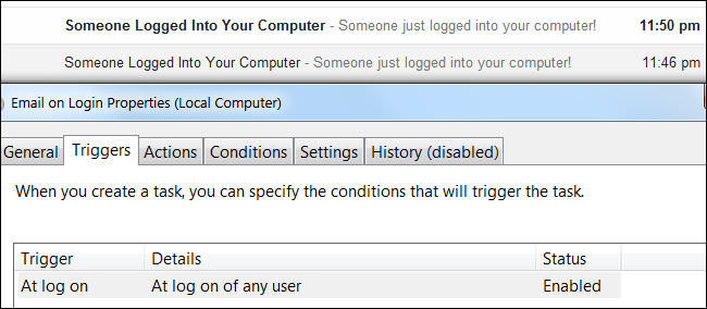 Email‑уведомления при входе в Windows