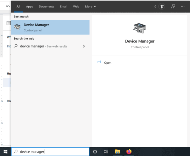 Окно Диспетчер устройств с выделенным разделом дисплея