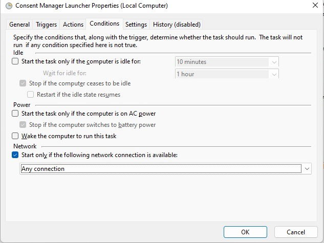 Изменение сетевого условия задачи на вариант Любое подключение