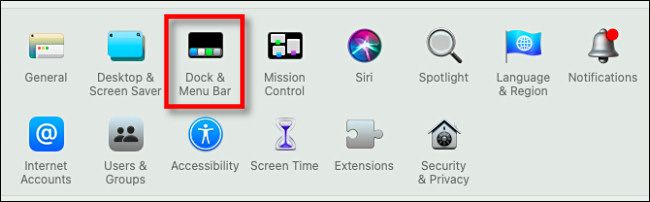 В Системных настройках выберите «Dock и строка меню».