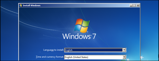 Экран установщика Windows 7