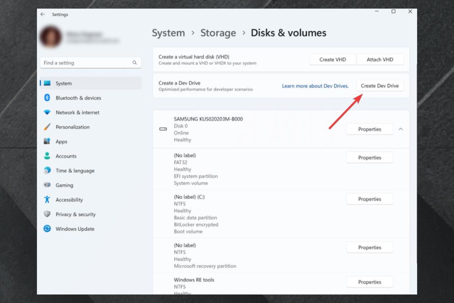 Процесс создания Dev Drive в Dev Home