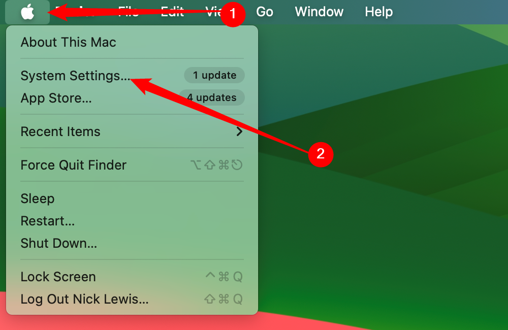 Нажмите Apple, затем откройте 'Системные настройки'.