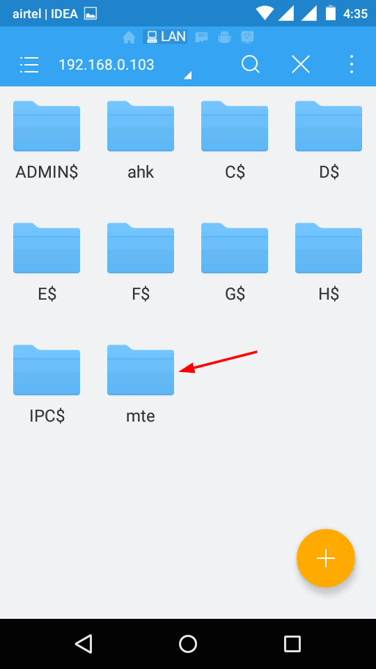 Dossier partagé visible depuis Android
