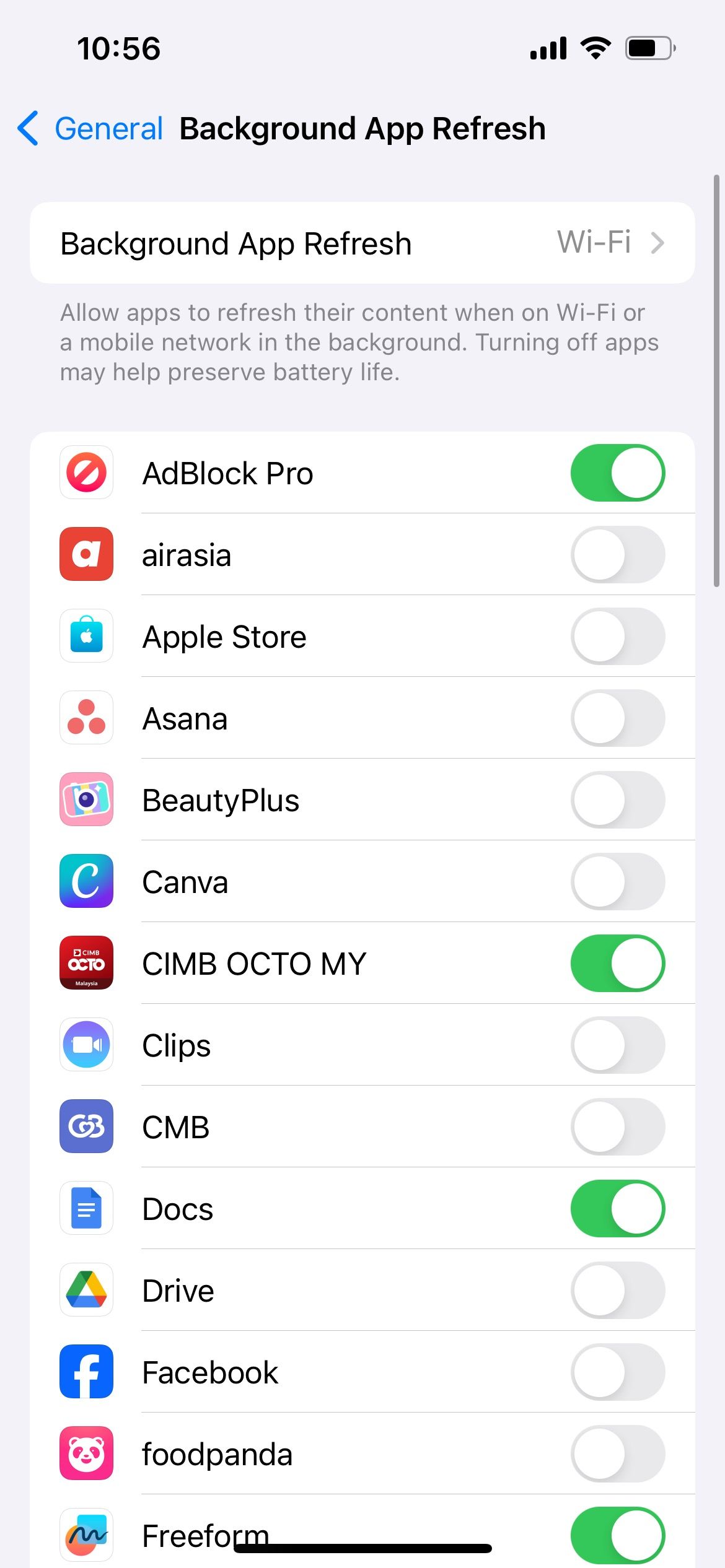 iPhone: фоновые параметры обновления