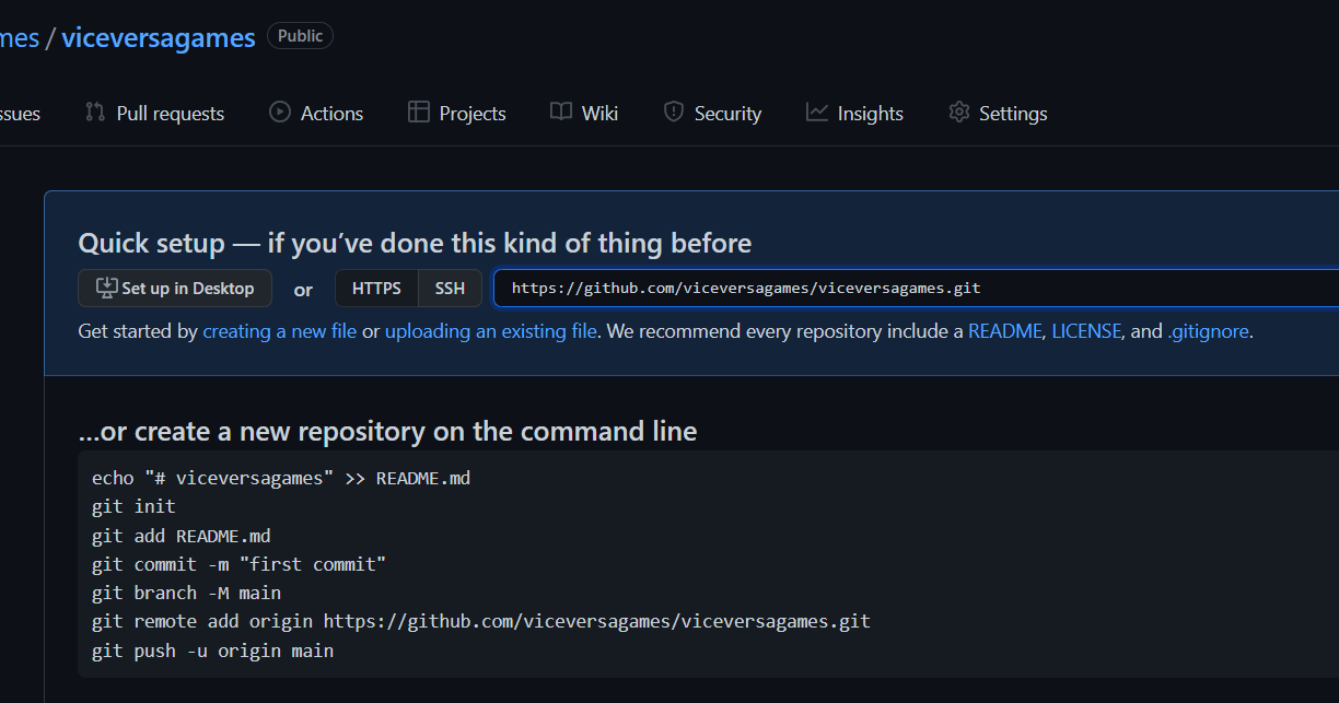 Скриншот диалога быстрого запуска с URL репозитория