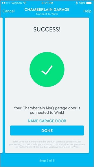 Список устройств в Wink с добавленным MyQ