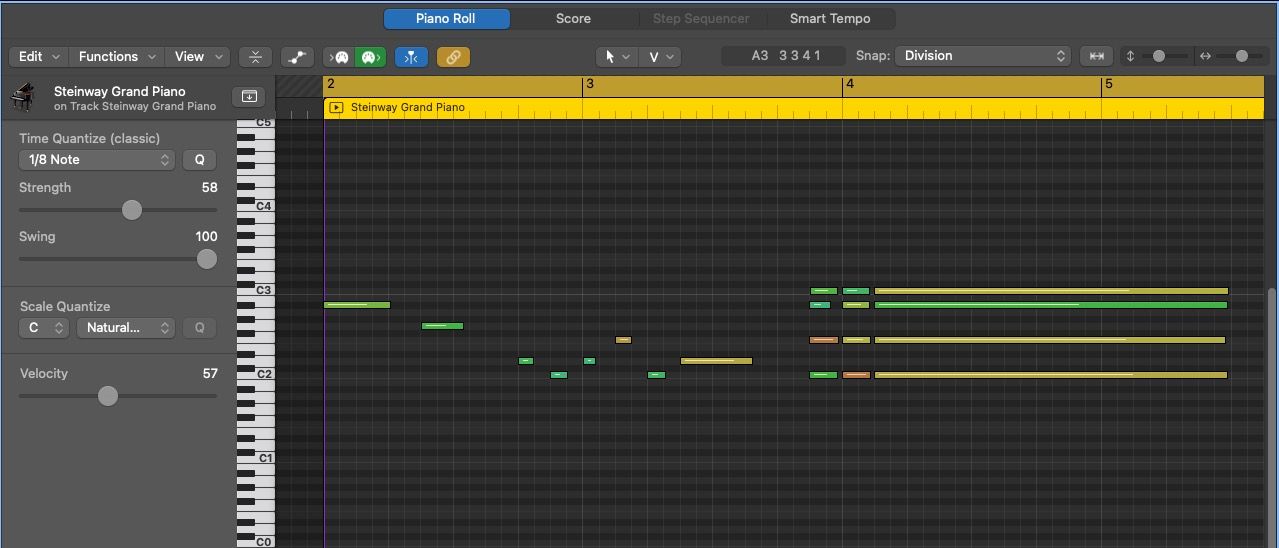 Piano Roll Editor в Logic Pro X