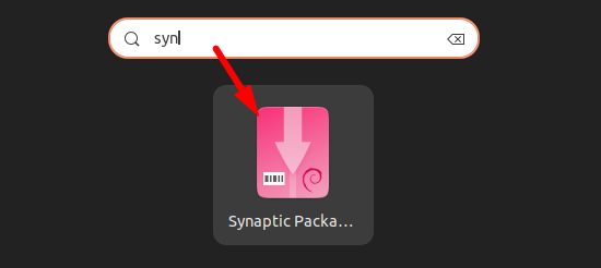 Запуск Synaptic из меню приложений
