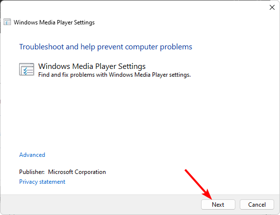 Мастер устранения неполадок Media Player