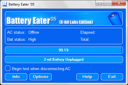 Тест батареи ноутбука с Battery Eater