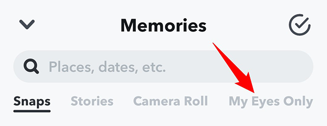 Откройте вкладку «My Eyes Only» в Memories