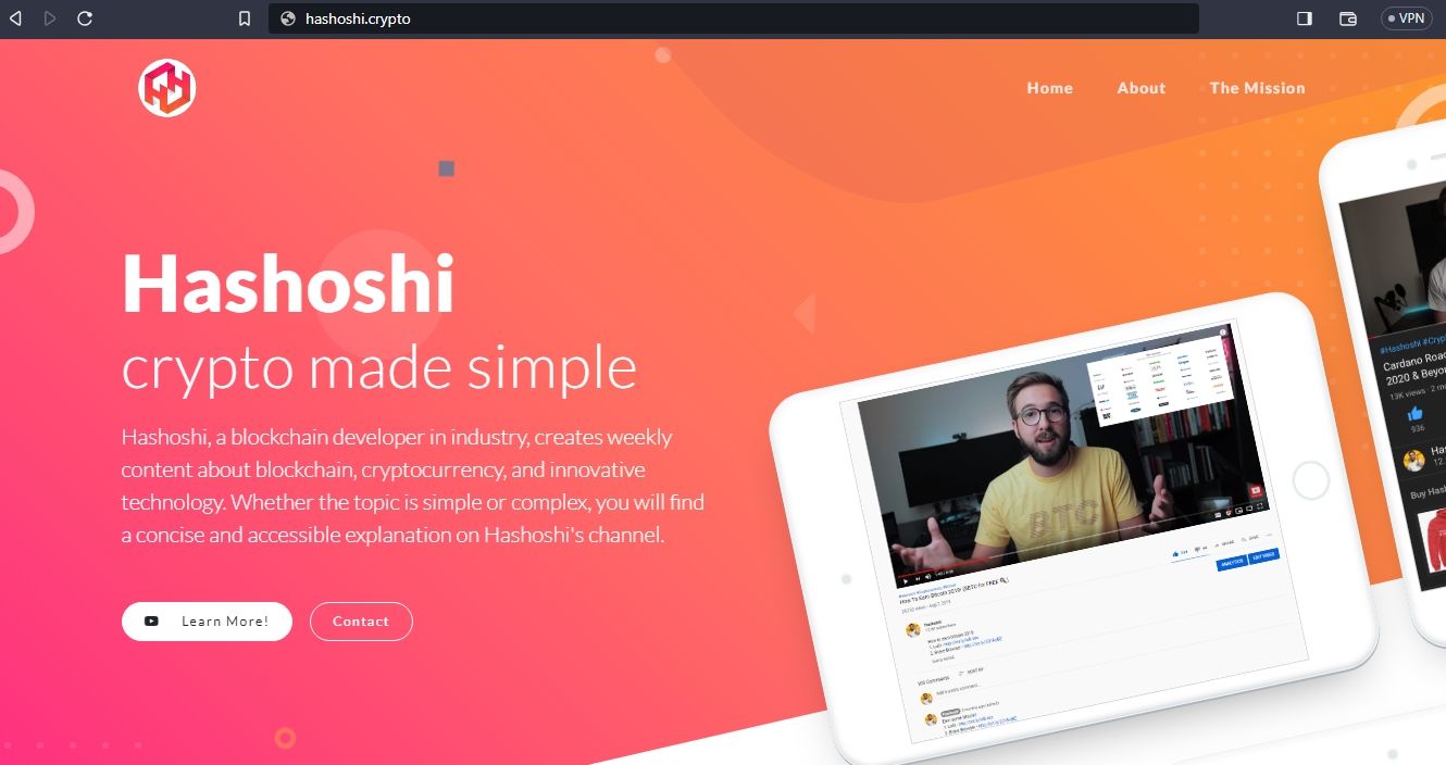 Скриншот сайта hashoshi.crypto на Unstoppable Domains