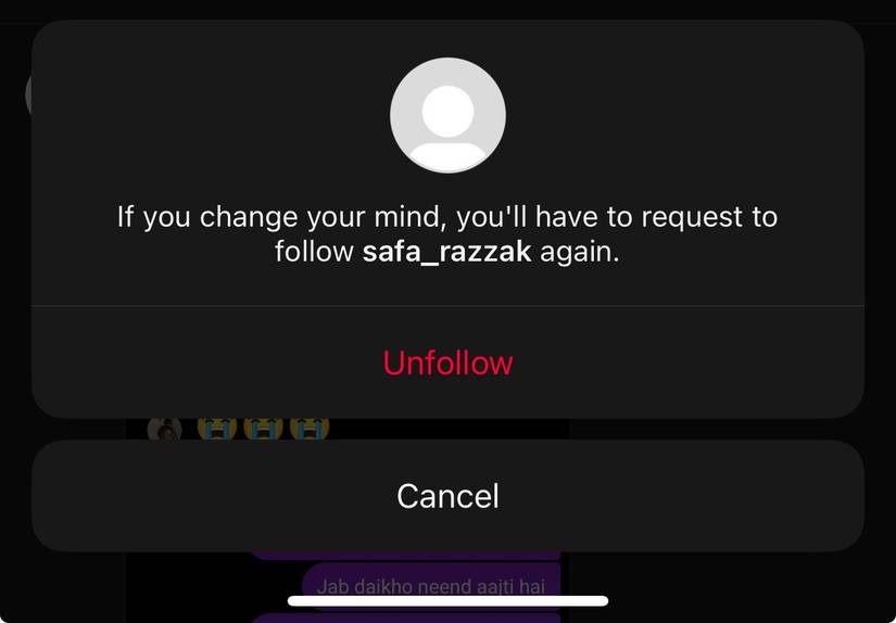 Отписка от аккаунта в Threads