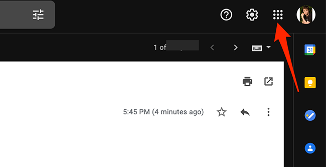 Откройте меню «Приложения Google» в Gmail