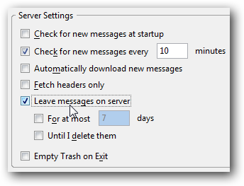 Опция оставить сообщения на сервере
