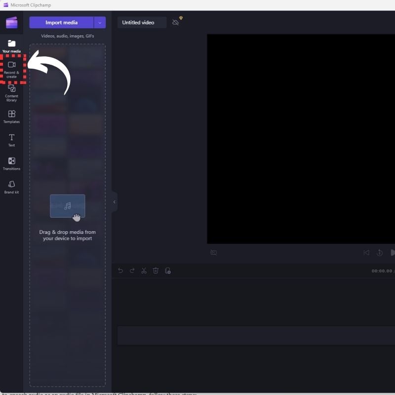 опция запись и создание для создания медиа