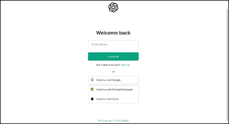 Вход в аккаунт OpenAI на chat.openai.com